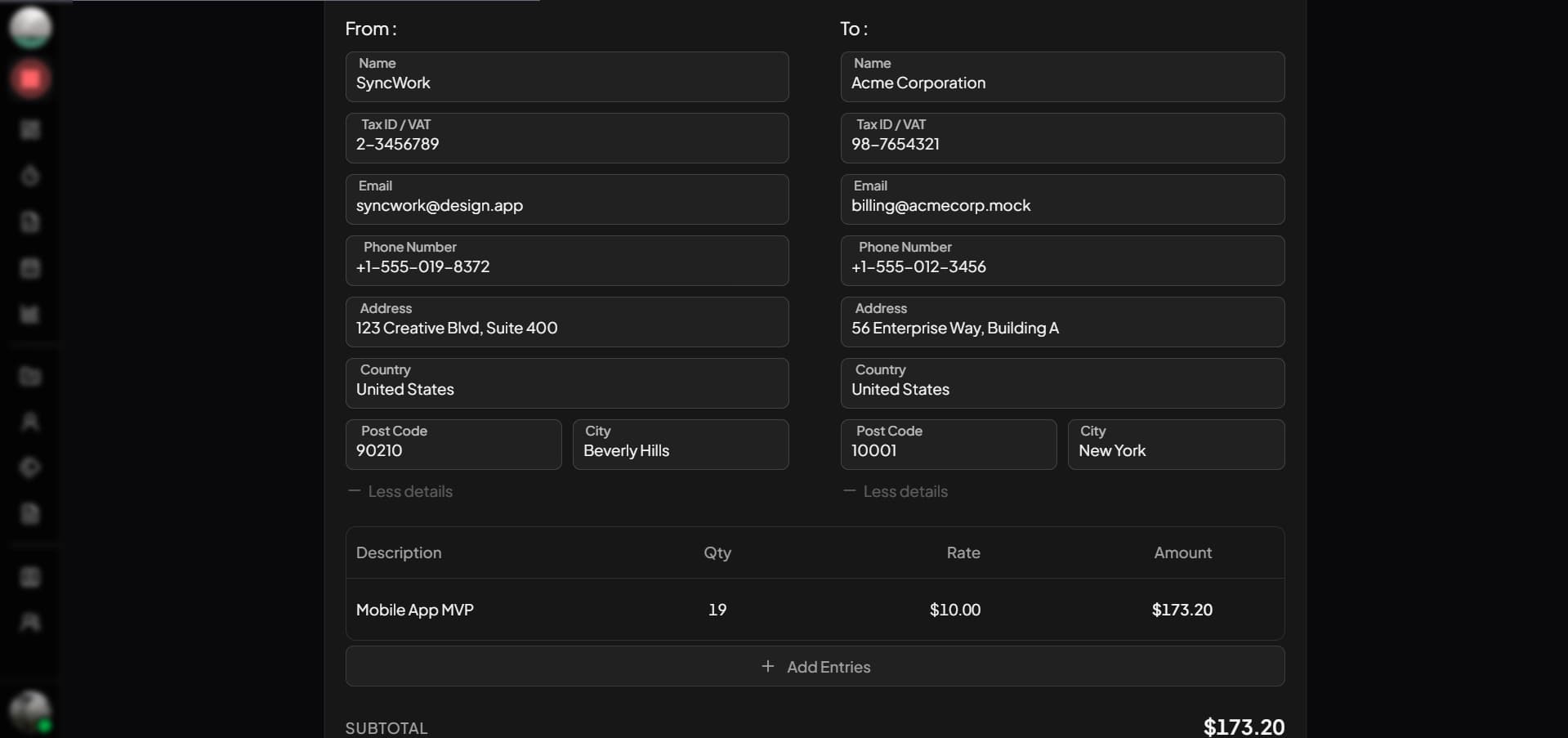 From tracked time to invoice, instantly.